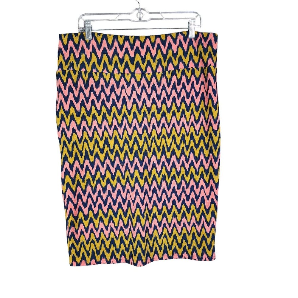 Womens LuLaRoe Pencil Skirt Chevron Pattern Multicolor Size 2XL